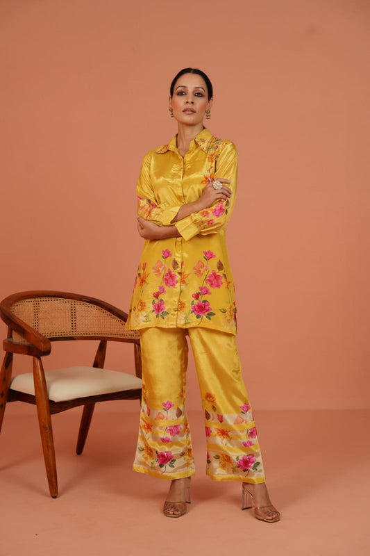 Chinon Yellow Floral Co-ord Set for Women