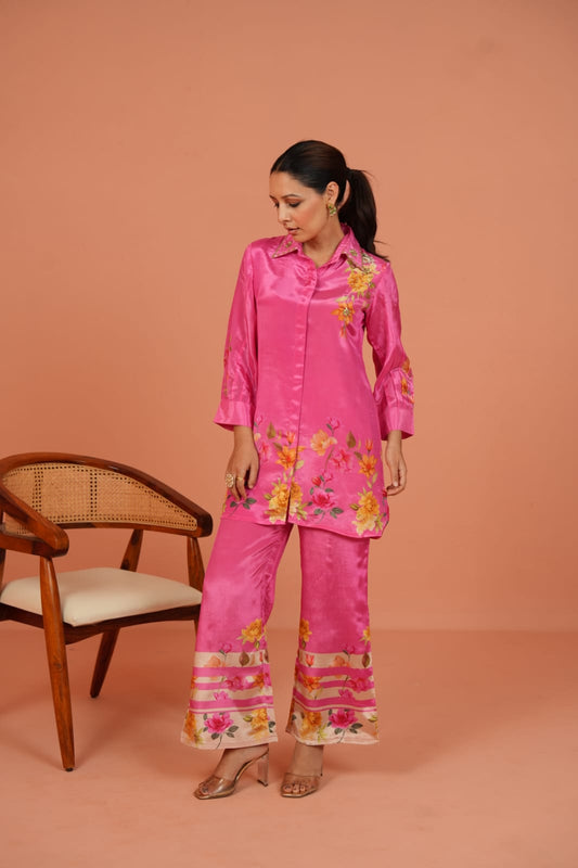 Chinon Pink Floral Co-ord Set for Women