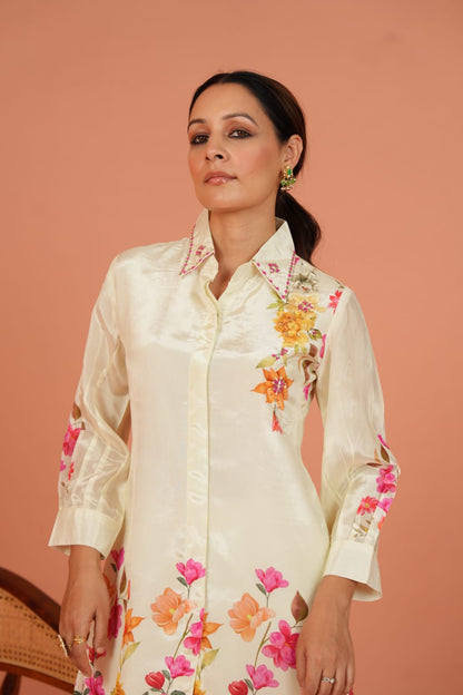 Chinon White Floral Co-ord Set for Women