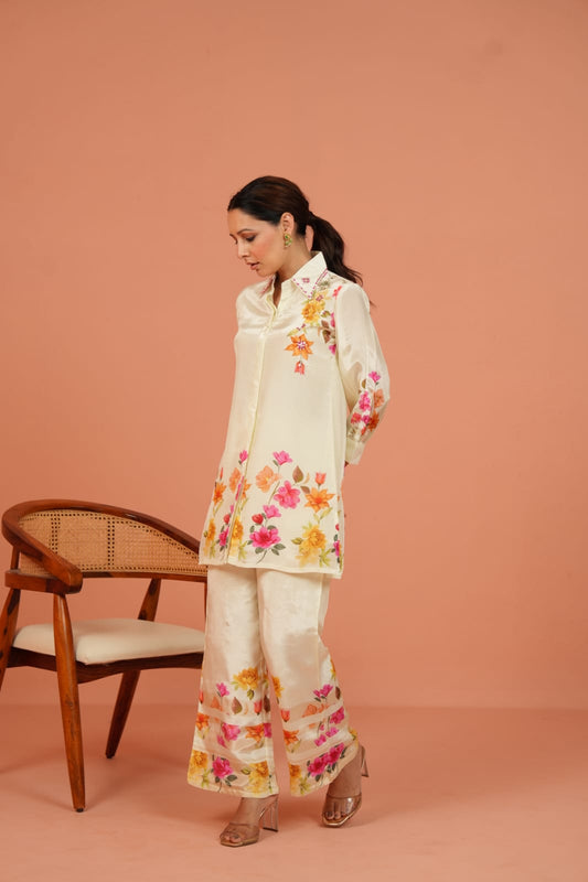 Chinon White Floral Co-ord Set for Women