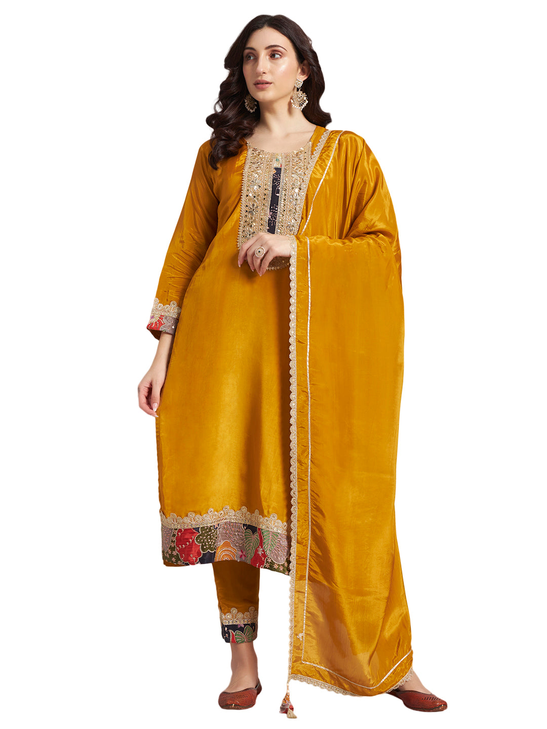 Mustard Yellow Cotton Silk Suit